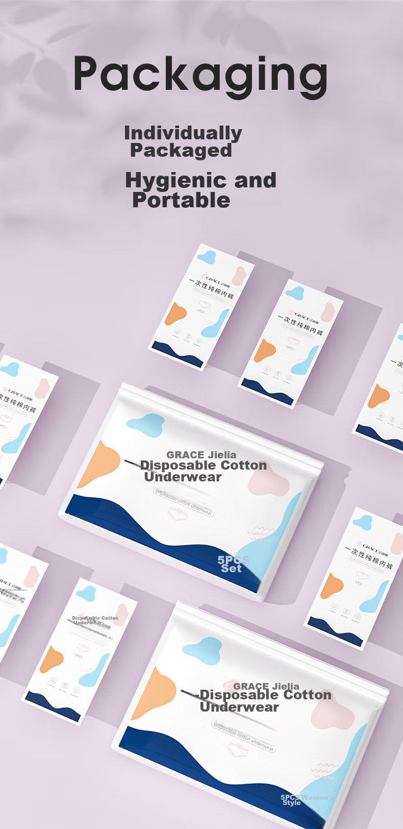 Grace Disposable Underwear for Women, Pure Cotton Maternity Travel Panties, XXL Size, 5-Pack [For Weight up to 330 Lbs] 9