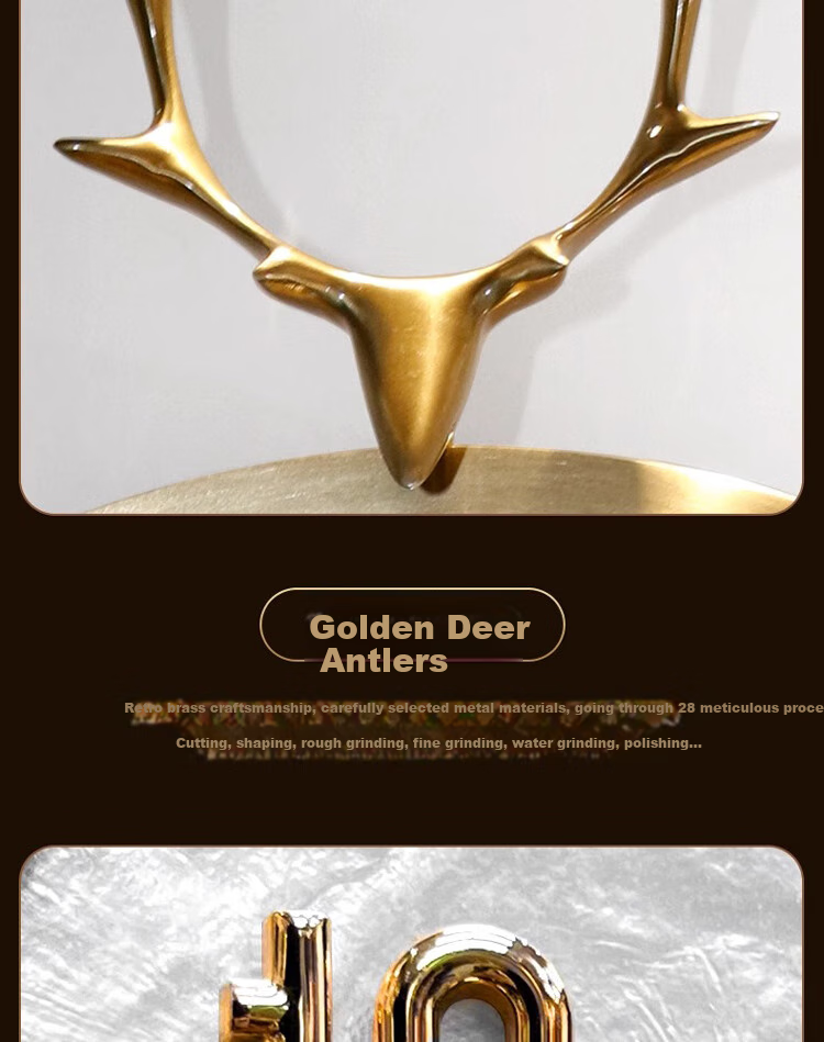 Timess Wall Clock for Living Room, Home Use, Automatic Time Synchronization, Radio-Controlled Clock, Shell Deer Head Design, 36cm 11