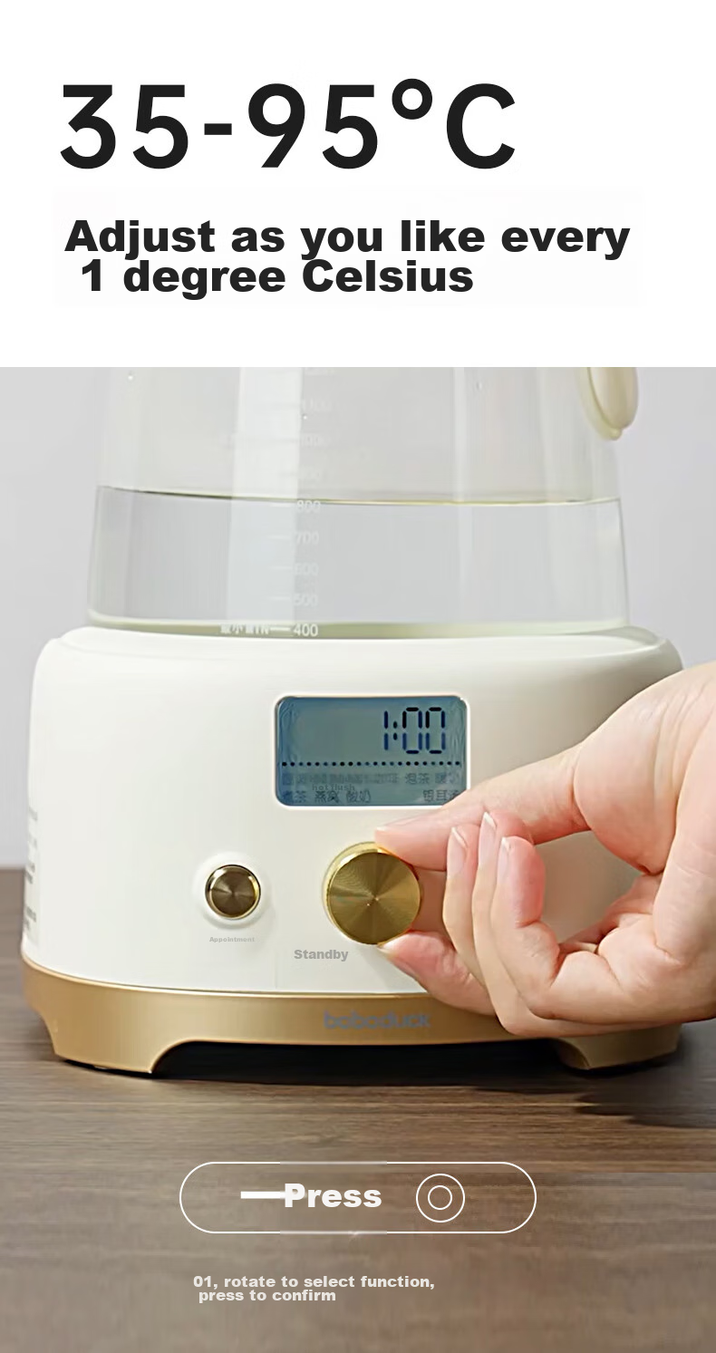 Boboduck Constant Temperature Kettle, Baby Formula Maker, Milk Powder Dispenser with Precise Water Output, Smart Constant Temperature Kettle, Water Boiler, 1.5L, 6293 19