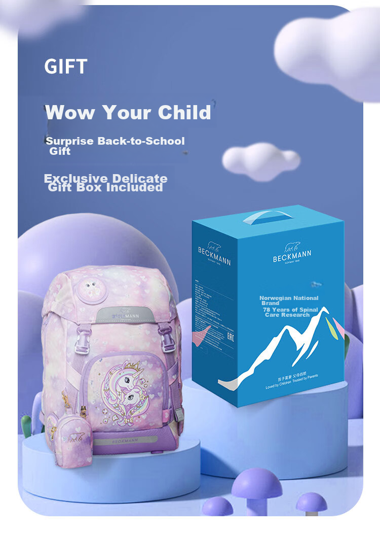 Beckmann Norwegian Primary School Spine-Protecting Backpack, Large Capacity, Stylish, Load-Reducing, for Boys And Girls in Grades 4-6, Children's Backpack 25