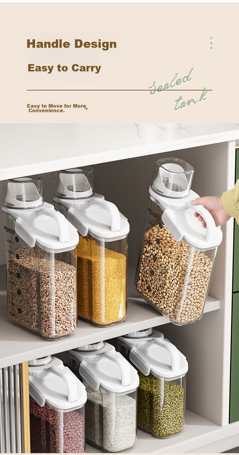 Baicaoyuan Grain Storage Container, Sealed, Insect-Proof, Moisture-Proof Rice Bin, Rice Box, Rice Jar, Multi-Grain Storage Canister with Measuring Cup, 2L 7