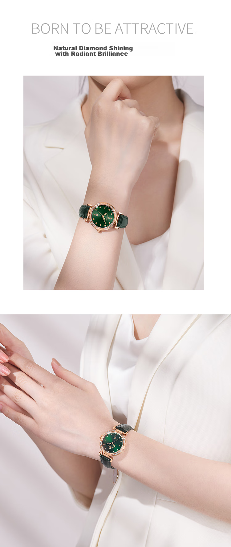 ERNEST BOREL Swiss Ladies' Watch [Mid-Autumn Festival Gift] Star Diamond Series with Gold-Plated Steel Band, Mother-Of Dial, And Diamond-Encrusted Quartz Women's Watch 8