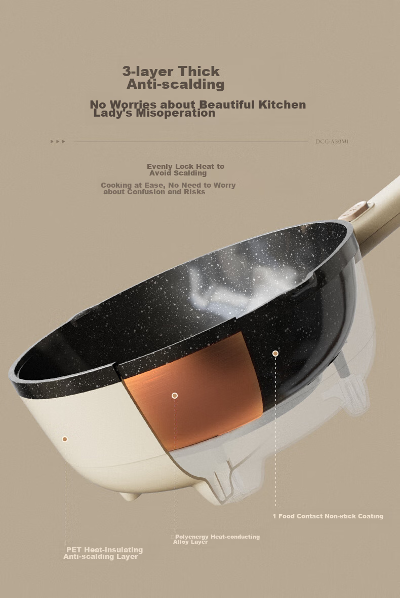 Bear Electric Wok, Multi-Functional Home Cooking Pot, Electric Cooker, Hot Pot, 2.5L Small Electric Pot, Non-Stick Cooking Pot for Stewing, Frying, And Boiling in Dormitory, Noodle Cooker B24C2 10