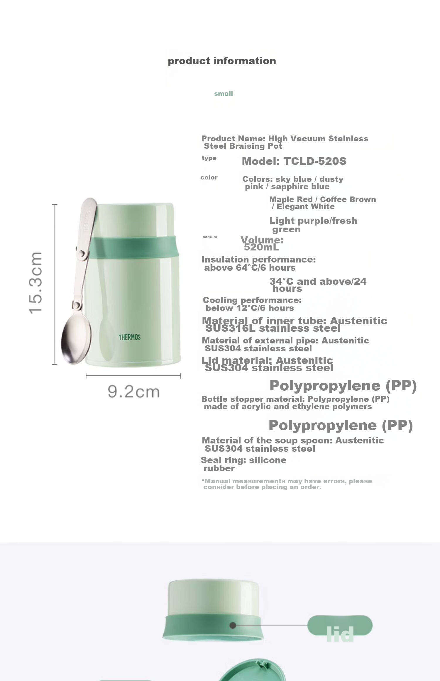 THERMOS Vacuum Insulated Food Jar, 316 Stainless Steel, 520ml Capacity, Thermal Lunch Box, Insulated Container, TCLD-520S PL 7