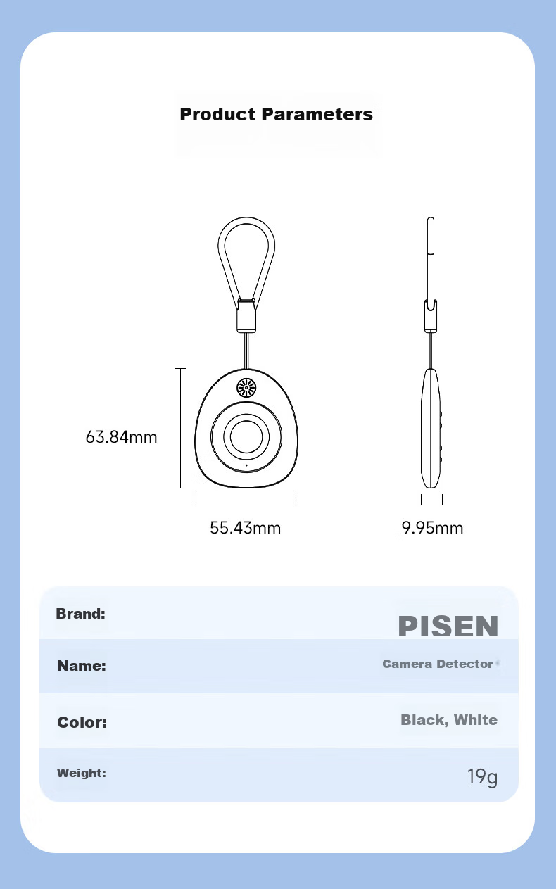 Pisen Hotel Camera Detector, Anti-Peeping Anti-Recording Rechargeable Small Infrared Scanning Camera Inspection Device Anti-Monitoring for Travel Suitable for Hotels And Guesthouses, Black 12