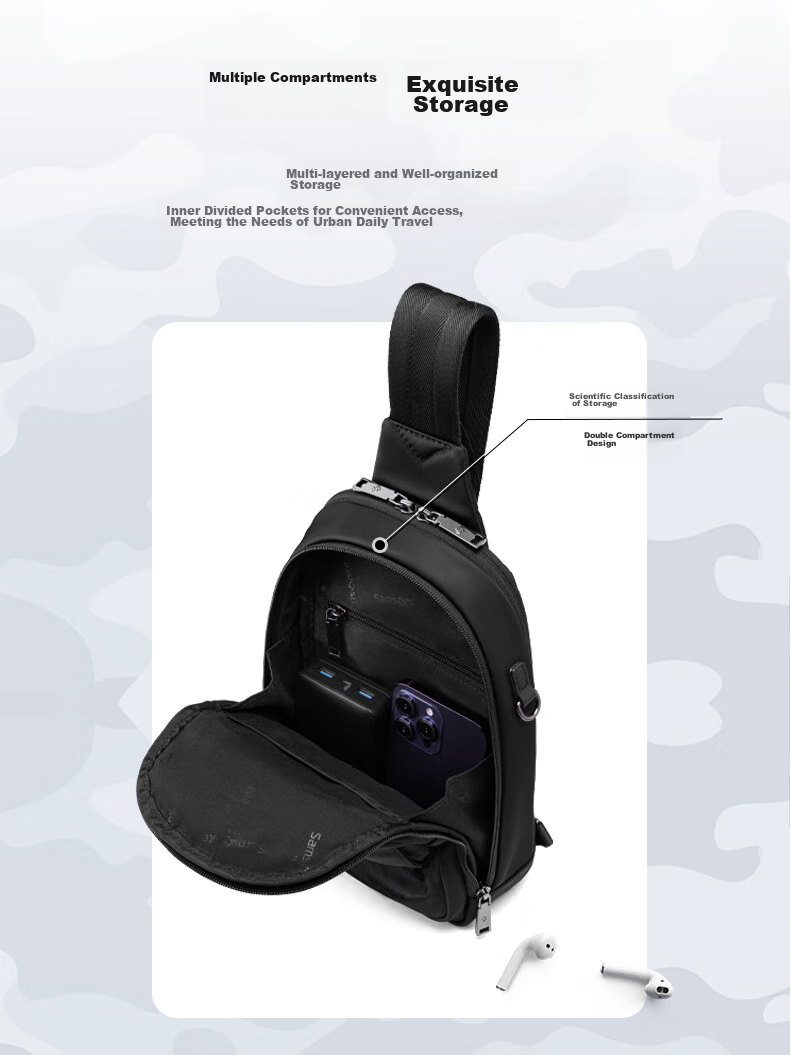 Xinxiuli Shoulder Crossbody Bag, Casual Bag, Travel Bag, Fashionable Trendy Men's NV2*09005, Black 5