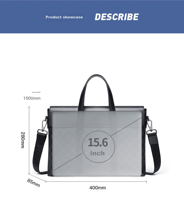 POLO Briefcase, Men's Business Handbag, 16-Inch Laptop Bag for Men, Commuter Shoulder Bag, Durable Crossbody Bag for Me 12