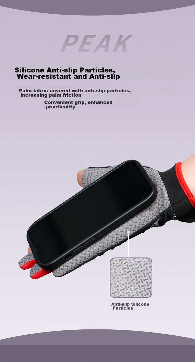 PEAK Cycling Gloves for Men And Women, Summer Ice Silk Sun Protection Non-Slip Bicycle Road Mountain Bike Riding Gloves, Black And Red 6