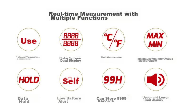 Teans Thermocouple Temperature Meter Multi-Channel Temperature Tester Recorder Contact Thermometer TA612C 2