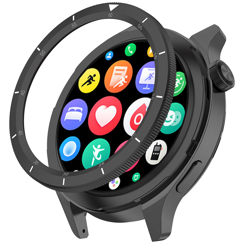 KMaxAI Compatible with Xiaomi Watch S4/S3 Replacement Watch Band, Xiaomi ESIM Version Dial, Dual Time Zone Scale Watch Case, Rotating Watch Band, Scale Black
