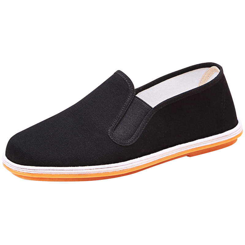BUS HEYUAN Traditional Beijing Cloth Shoes for Men with Thousand-Layer Sole, Casual Elderly Shoes, Slip-On Loafers for Middle-Aged And Elderly Men, Size 43, Black Cowhide Sole, Model 73X-9202