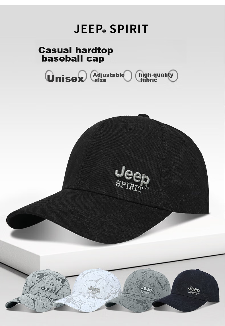 JEEP Men's Fashionable Baseball Cap, Versatile for All Seasons, Duck Tongue Hat, Sun Visor Cap for Men And Women, A0752 3