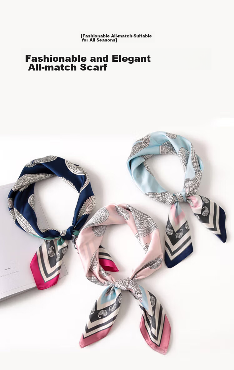 GLO-STORY Silk Scarf for Women, Mid-Autumn Festival Gift, Fashionable Elegant Small Square Scarf, 70cm Versatile Elegant Decorative Neck Scarf, Gift Box Set 1