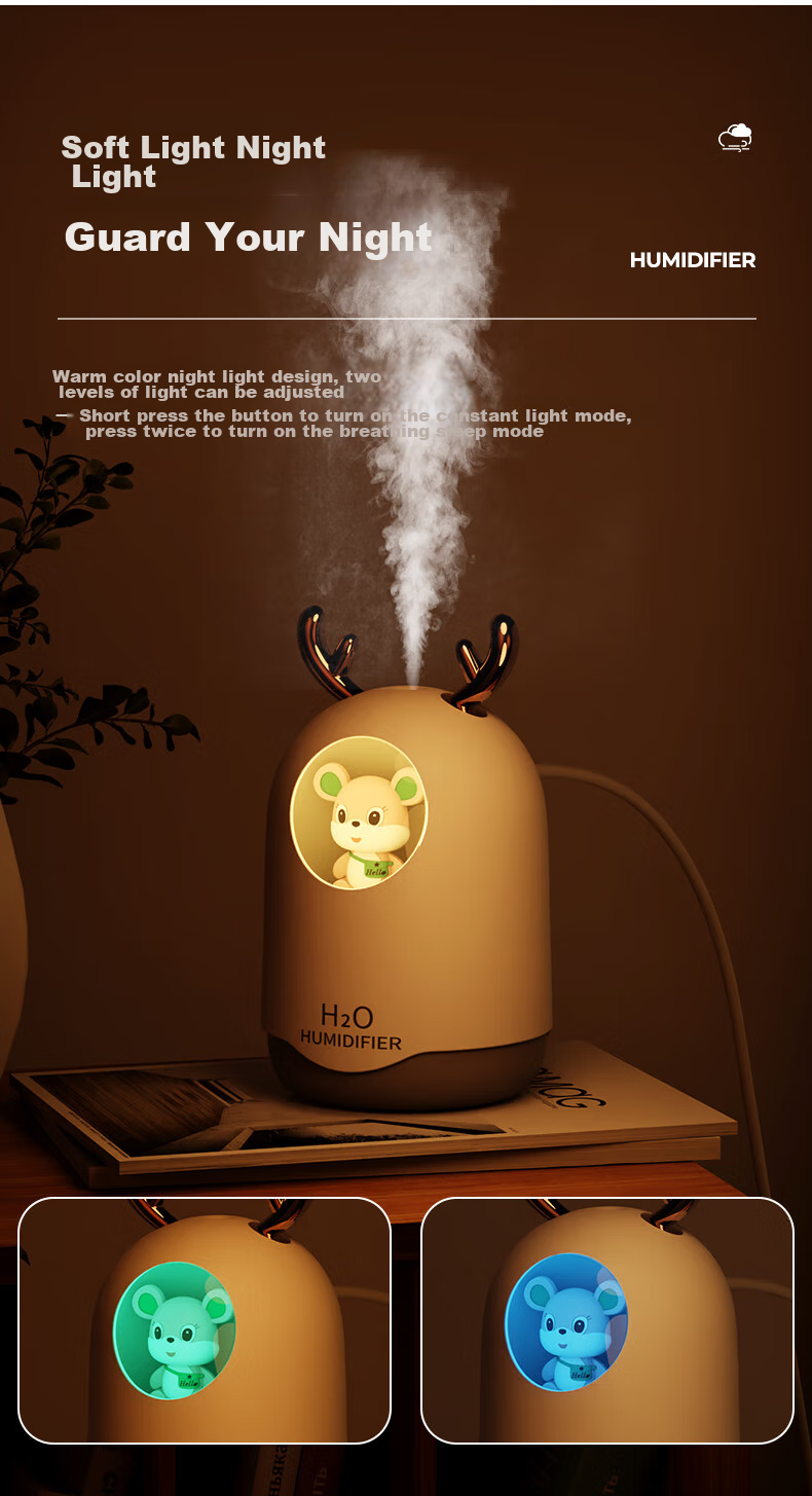 Kelleia USB Humidifier, Quiet Operation for Bedroom, Baby, Office Desk, Large Capacity, Smart Humidity Control, Dual Spray Heads, High Mist Output, Low Noise, Air Purification [Nanometer Atomization] 8