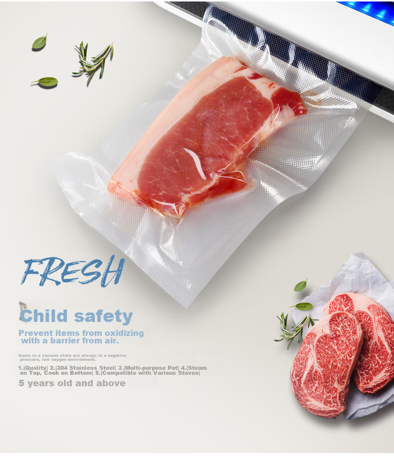 Jinghuisichuang Vacuum Food Bags [Textured 20*30cm], PE+PA Fresh-Sealing Bags, Air-Drawn Compressed Packaging Bags, 50 Pieces 15