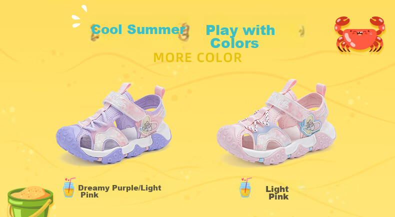 BOBDOG Children's Shoes with Soft Soles And Closed-Toe Design, Summer Sandals for Girls, 105532058, Light Pink, Size 32 3