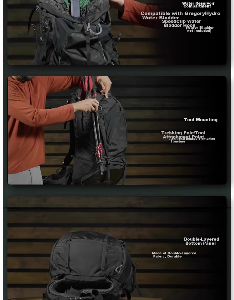 GREGORY Stout Jinshi Outdoor Professional Hiking Mountaineering Backpack Men Heavy Load 2024 New 35L Forest Black 10