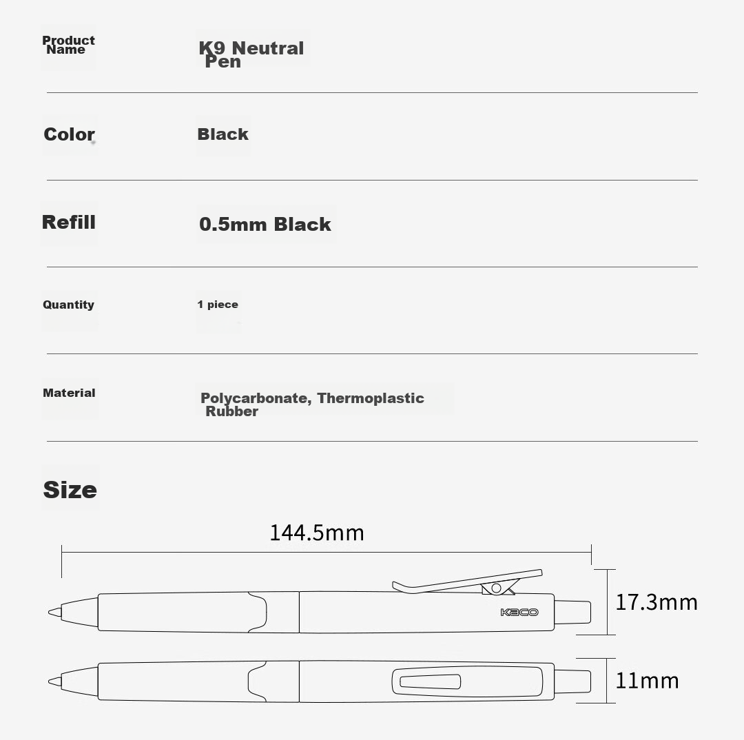 KACO CWIA Certified Exam Pen 0.5mm Black Gel Pen Smooth Quick-Dry Retractable Student Writing Pen Carbon Ballpoint Pen 5-Pack 18