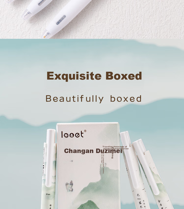 LOPET Stationery Non-Slip Retractable Gel Pen, Stylish Design, 0.5mm Black Ink, Quick-Drying Signing Pen, Student Exam Writing Pen LT-1335 [Chang'an · Du Zimei] 12
