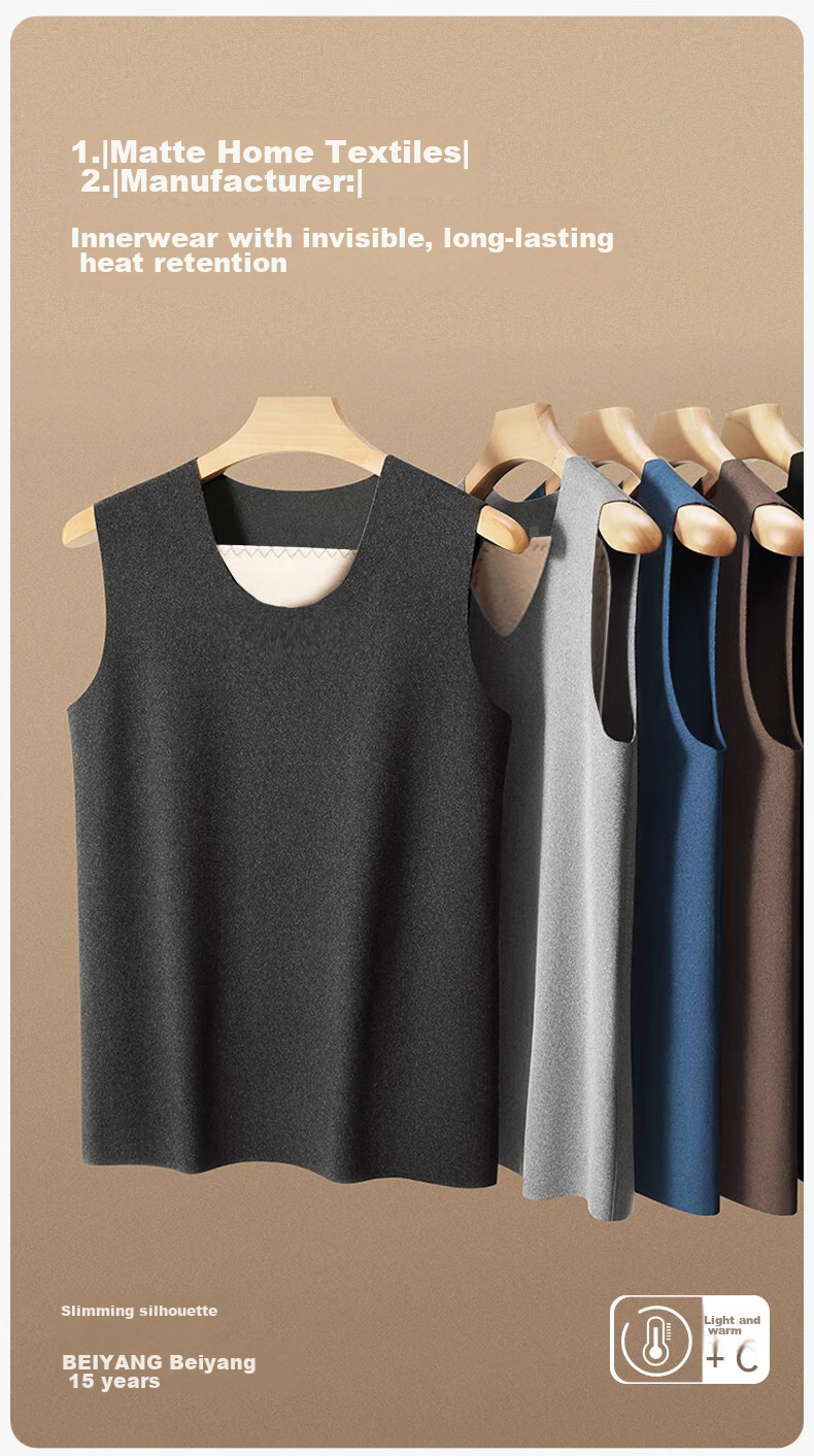 LangSha Thermal Vest for Men, Wool And Silk Patch, Slim-Fit Sports Seamless Sleeveless Undershirt Base Layer, 2-Pack 2