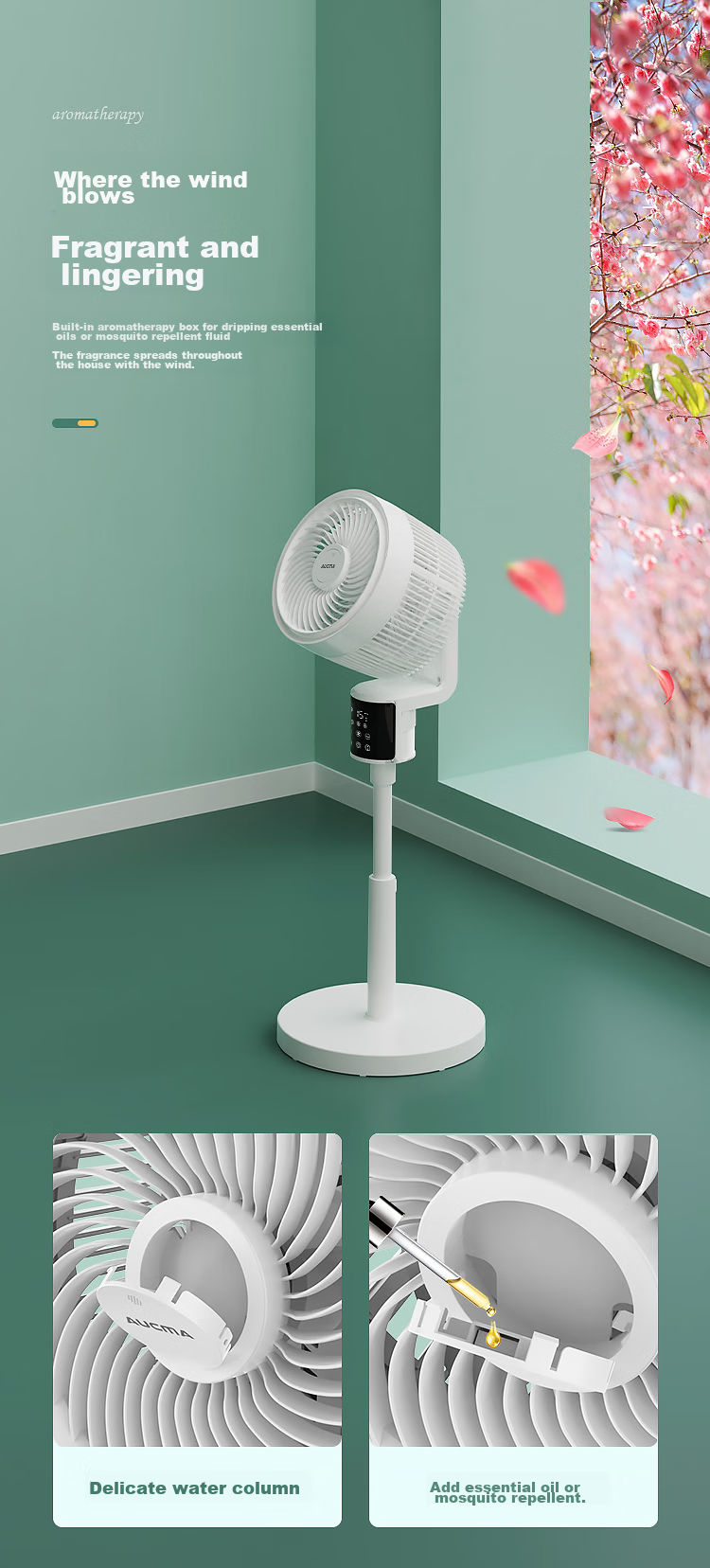 AUCMA Air Circulation Fan, Home Electric Fan, DC Inverter Floor Fan, Adjustable Height with Remote Control, Quiet Low-Noise Electric Fan, 8-Degree Oscillation Circulation Convection A205(Y) 8