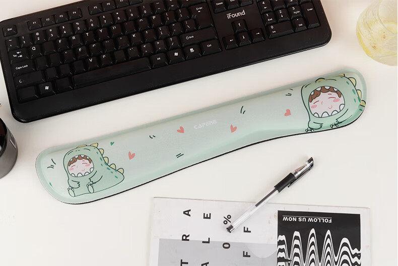 CAPERE Keyboard Wrist Rest, Slow Rebound Large Hand Support Wrist Pad, Comfortable Computer Office Wrist Cushion, Black H221, 420x85x25mm 11