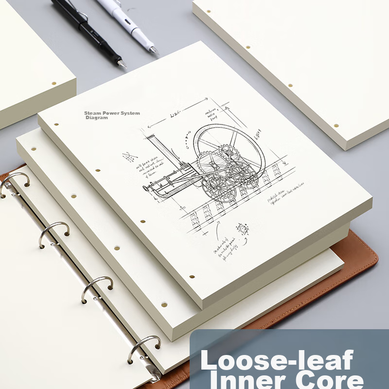 Faramon [Lowest Price Online] Blank Refill Notebook Compatible with 4-Hole A4, 80 Sheets Loose-Leaf Paper, Blank Thickened Replacement Inner Pages, A4-Blank Inner Pages