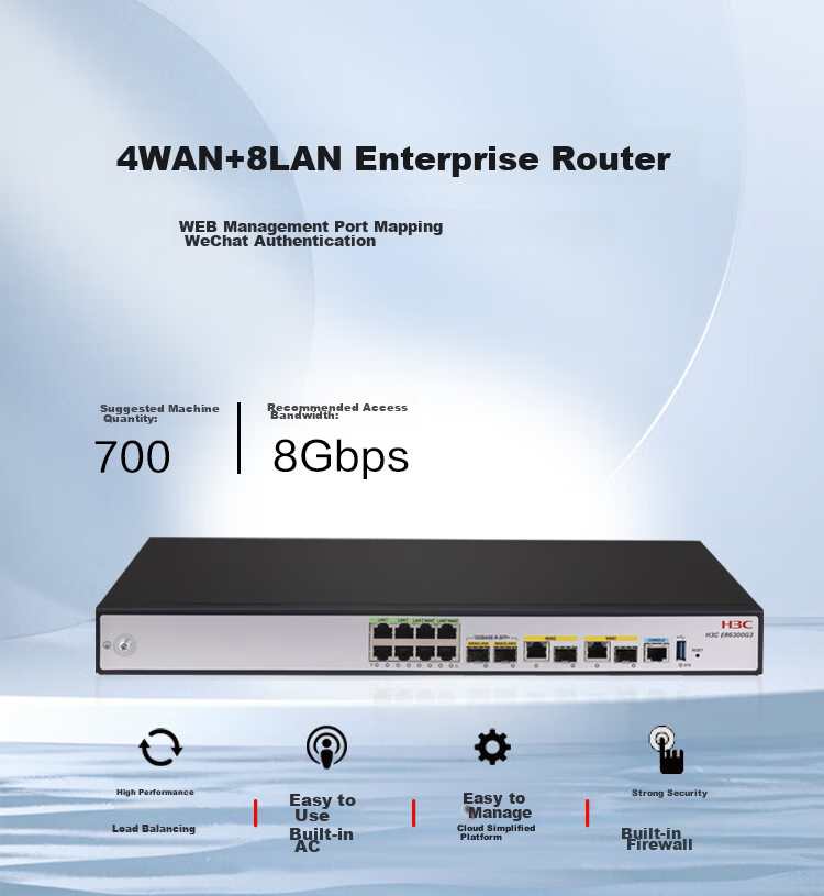 H3C ER6300G3, 2*10 GE+2*GE Combo+8*GE Enterprise-Grade Gigabit VPN Wired Router, with 700 Built-In Ports, Built-In Firewall/AP Management/Graphical Configuratio 1