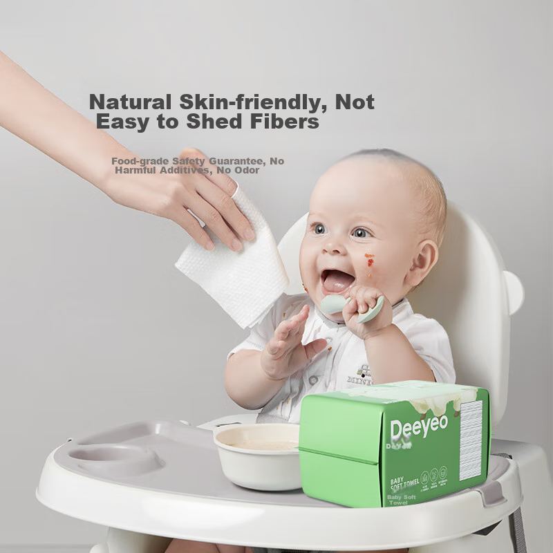 Детские влажные полотенца Deyou Soft Cotton Wipes, 80 шт. * 10 упаковок, одноразовые, утолщенные, для сухого и влажного использования, нежные салфетки для лица