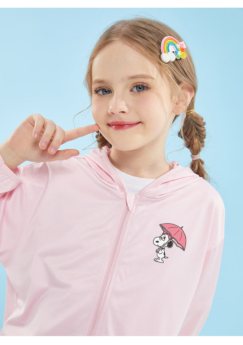 Snoopy Girls' Kids Skin Jacket Summer Air Conditioning Shirt Lightweight Coat Big Kids Heart Watermelon Pink 140 10