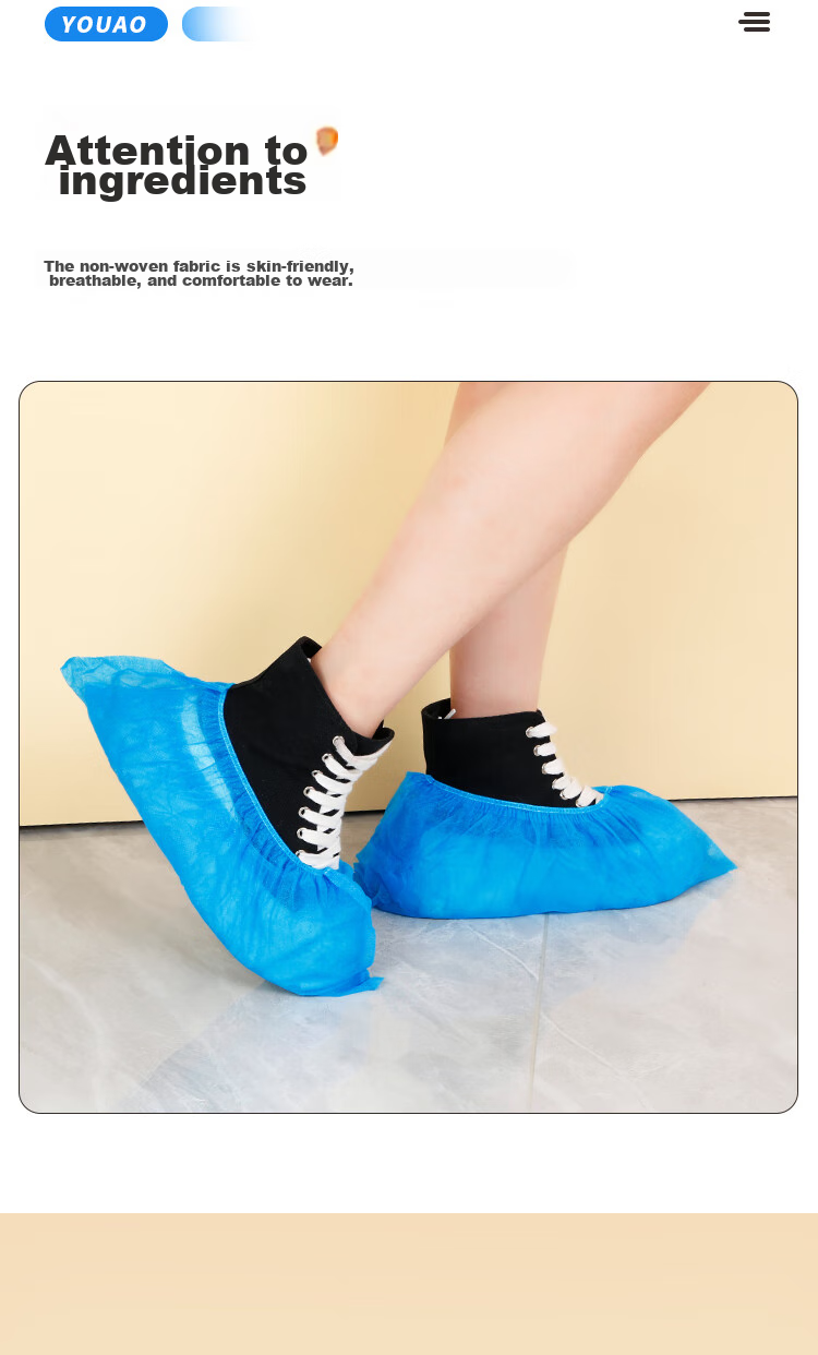 YOUAO Disposable Shoe Covers, Non-Woven Fabric, 100 Pieces, Extra Thick, Indoor Breathable, Dust-Proof Foot Covers, Wear-Resistant, Non-Slip, Enlarged Size, 400g 5