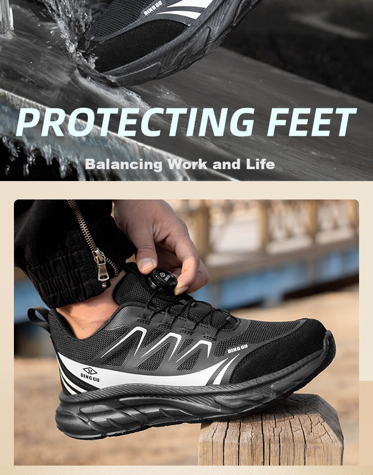 Dinggu Safety Shoes for Men, Lightweight All-Season Anti-Smashing And Puncture-Resistant Steel Toe Work Boots with Smart Buckle JD8071D41 13