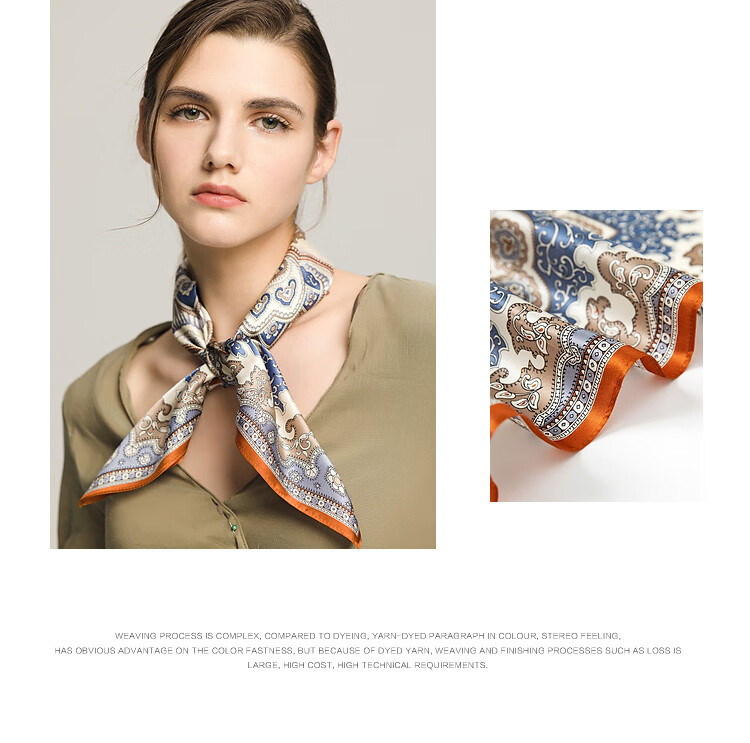 Sijie Silk Scarf for Women, 100% Mulberry Silk Printed Square Scarf, Mid-Autumn Festival And Office Use, Gift for Mom on Holidays 4