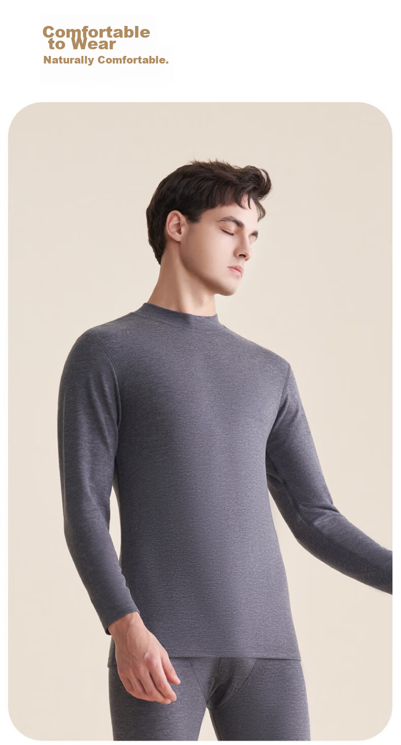 LangSha Men's Wool And Silk Blend Sweater [2026 Autumn/Winter New Arrival], Base Layer, Warm Top, 7A Antibacterial, Fleece-Lined, Heat-Generating 19