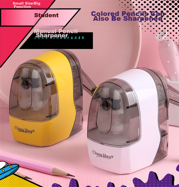 Zhonghua H1005 Student Pencil Sharpener, Multifunctional Hand-Cranked Sharpener, Automatic Pencil Feeding Sharpener, Ceramic White 2