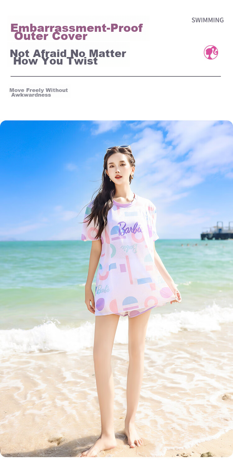 Barbie [Three-Piece Set], Women's Two-Piece Swimsuit, Sexy Tummy Control, Slimming, Hot Spring Swimwear, Beach Vacation Swimwear 7