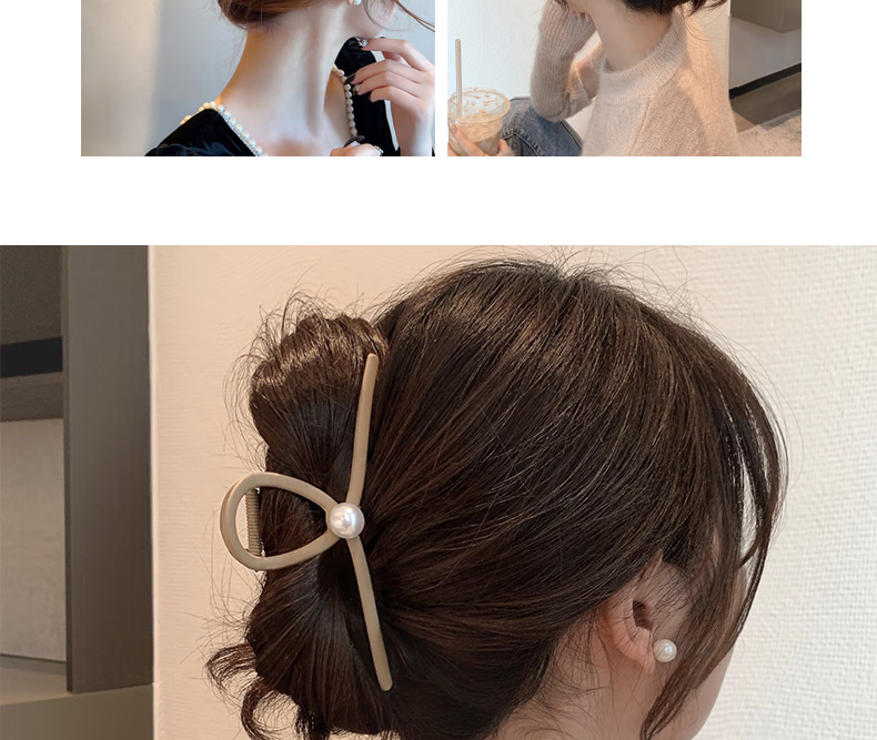 Xiangwan Hair Clip, Large Hair Claw, Matte Hair Grip, Elegant Feel, Thick Hair, Pearl Shark Clip for Wome 4