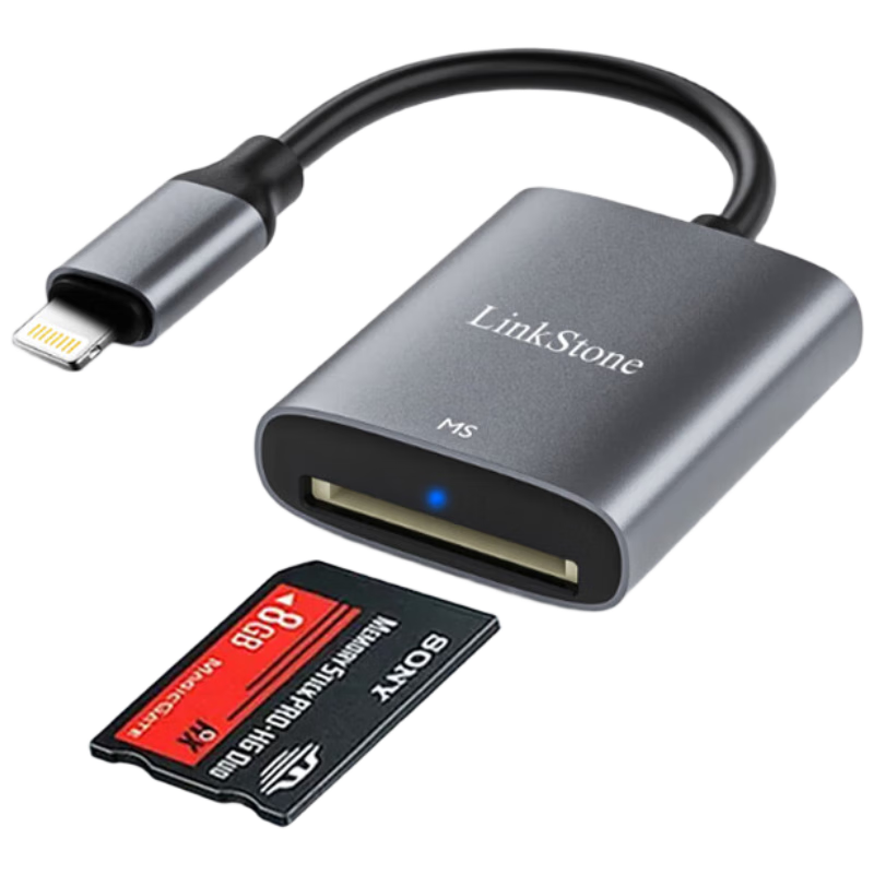 LinkStone Apple Interface High-Speed MS Card Reader OTG Phone Card Reader Compatible with Sony Memory Cards, Sony Memory Sticks, Long Rod Digital Cameras, Camcorders, PSX Game Console, PSP