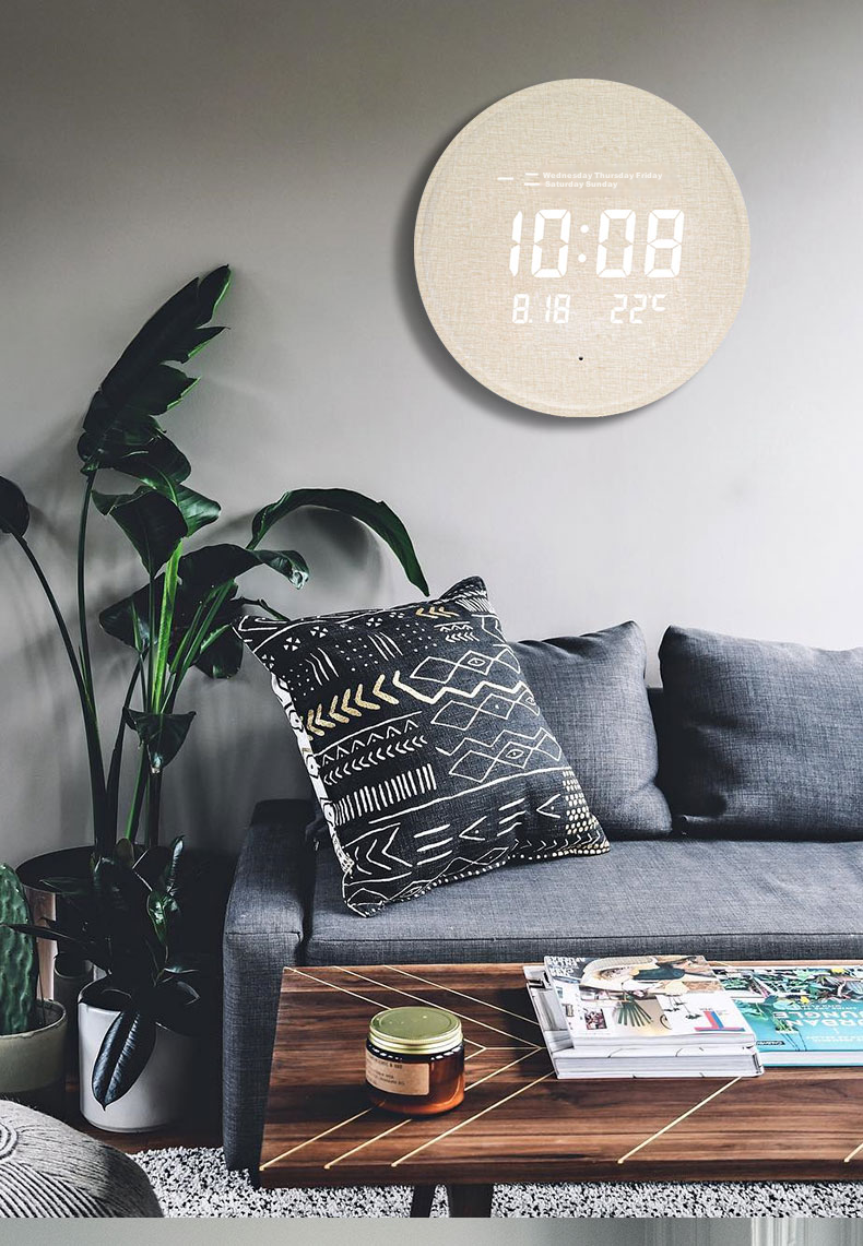 Momen Wall Clock, 30cm, LED Night Light Electronic Clock, Wall-Mounted, Living Room Fashion Creative Clock, Nordic Style Battery-Powered Wall Clock 12