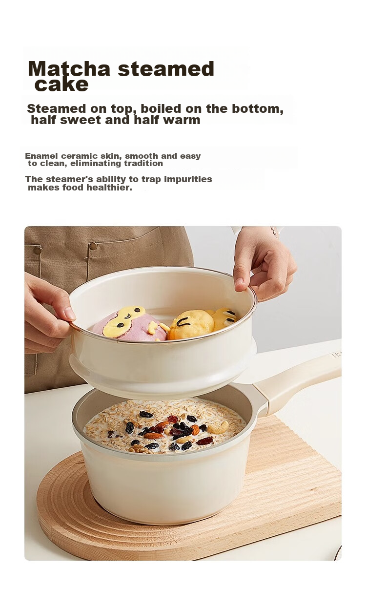 REDCHEF Ceramic Milk Pot with Titanium Baby Food Pot 18cm Infant Small Milk Pot Non-Stick Bottom for Gas Stove And Induction Cooker 12