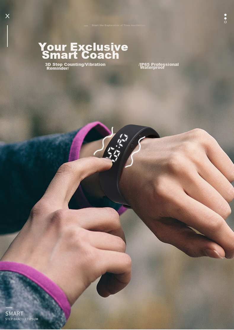 ZGO Electronic Watch, Smart Sports Bracelet, Vibration Alarm, Waterproof, for Running, Middle And High School Students, Rechargeable Watch for Men, 663 1