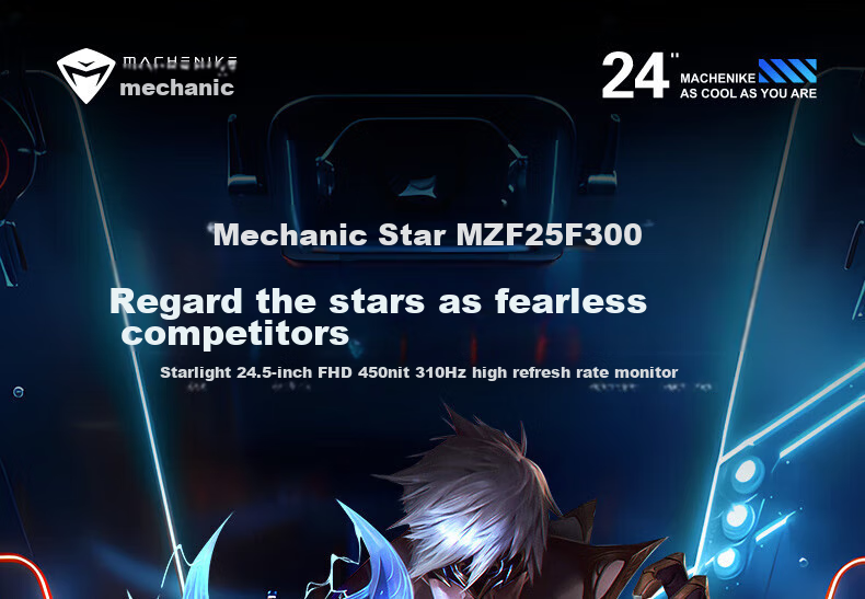MACHENIKE 24.5-Inch 300Hz Overclockable to 310Hz High Refresh Rate HDR Low Blue Light 1ms Built-In Power Gaming Monitor Non-240 Starry Sky MZF25F300 1