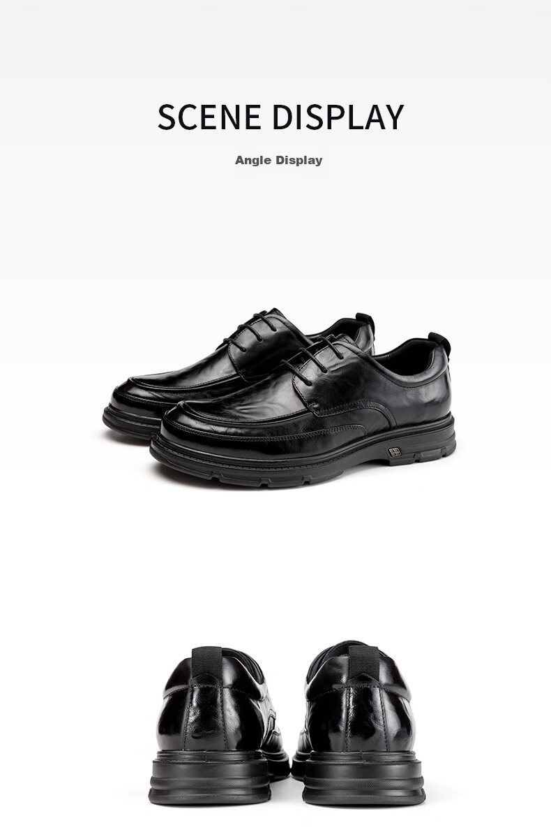 Aokang Leather Lace-Up Shoes for Men, British Style Formal Business Shoes, Black, Size 43 15