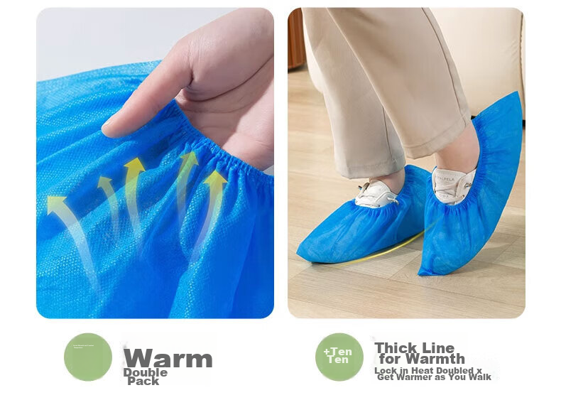 BWNK Disposable Shoe Covers, Non-Woven Fabric Shoe Covers [100 Pieces], Foot Covers, Thickened Breathable Enlarged Dust-Proof Non-Slip Wear-Resistant One Size Fits All 8