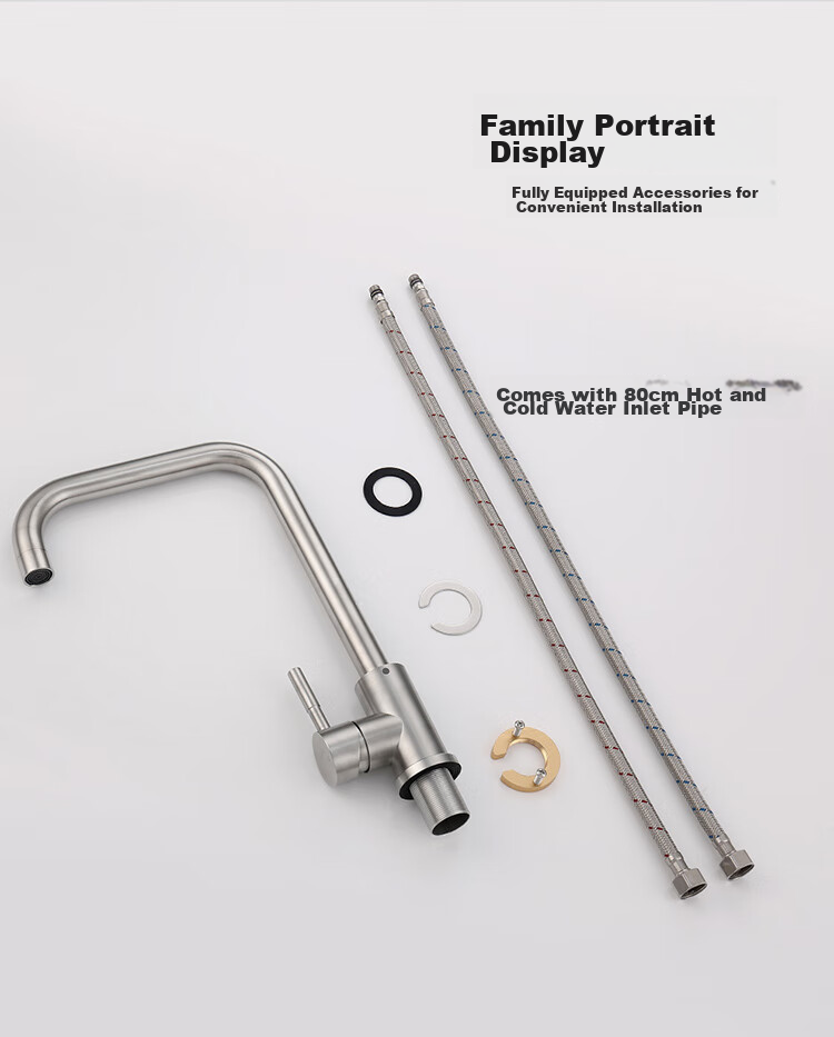 Larsd Kitchen Faucet, 304 Stainless Steel Sink Faucet, Hot And Cold Rotating Dishwashing Sink Faucet LD82058 14