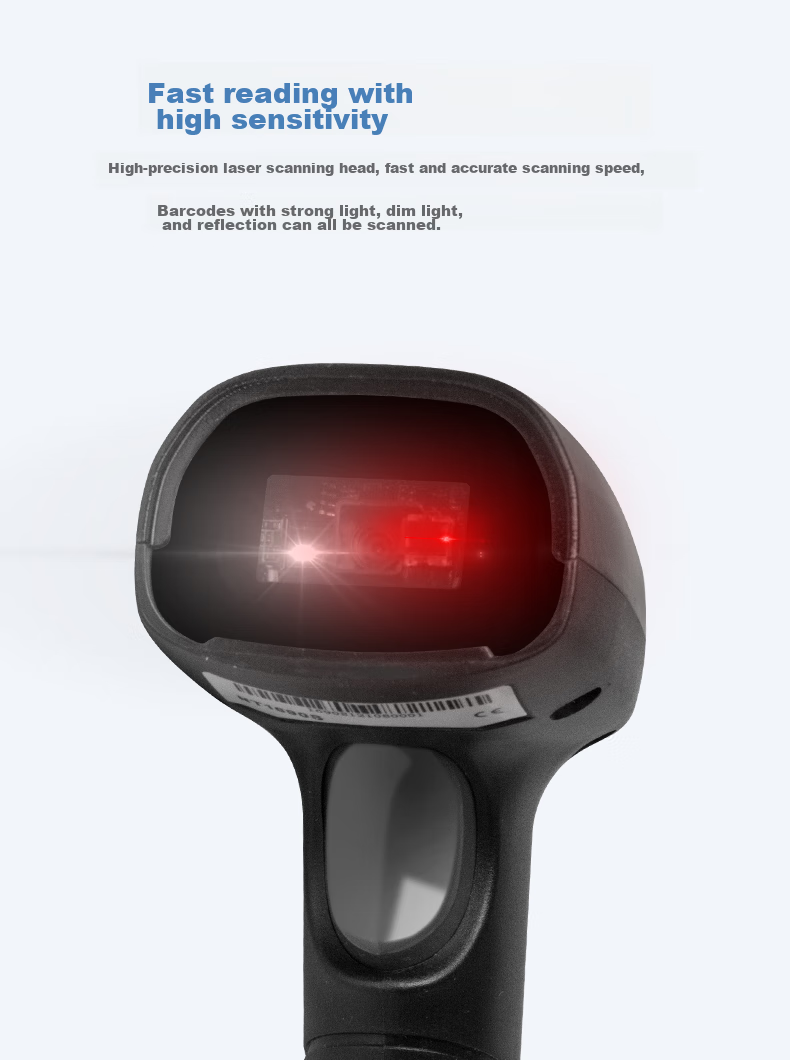 Aibao One-Dimensional And Two-Dimensional Barcode Scanner, QR Code Gun, Barcode Scanner for Supermarket Checkout, Medical Insurance Payment, Pharmaceutical Express Delivery Logistics Traceability Wired Scanner TD-6501 3
