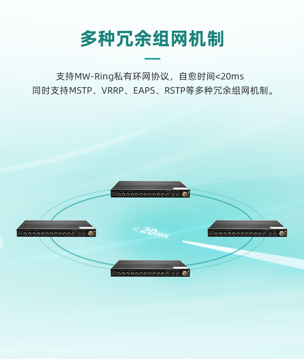 工业级12口m12型全千兆环网网管型机架式/壁挂式工业以太网交换 
