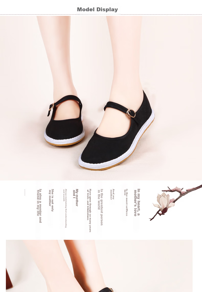 BUS HEYUAN Traditional Women's Hanfu with Breathable Buckle, Old Beijing Cloth Shoes, 91Y-1022A, Black Slip-On, Size 36 3
