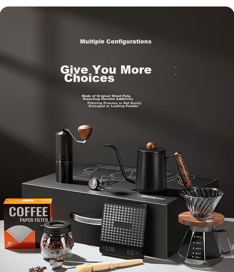 TEOTM Pour-Over Coffee Maker Set, Hand Grinder Coffee Machine, Manual Bean Grinder Set, Home Use Pour-Over Coffee Equipment Gift Box Set 20