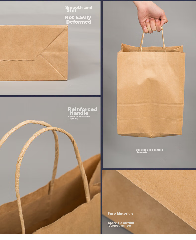 JIACHI Kraft Paper Bags, Handbags, 25*13.5*27cm, 20 Pieces, Gift Bags, Storage Bags, Disposable Packaging Bags 5